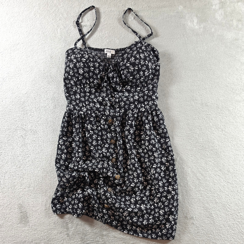 AUW Floral Mini Sundress L Delicate Spaghetti Straps Romantic Summer